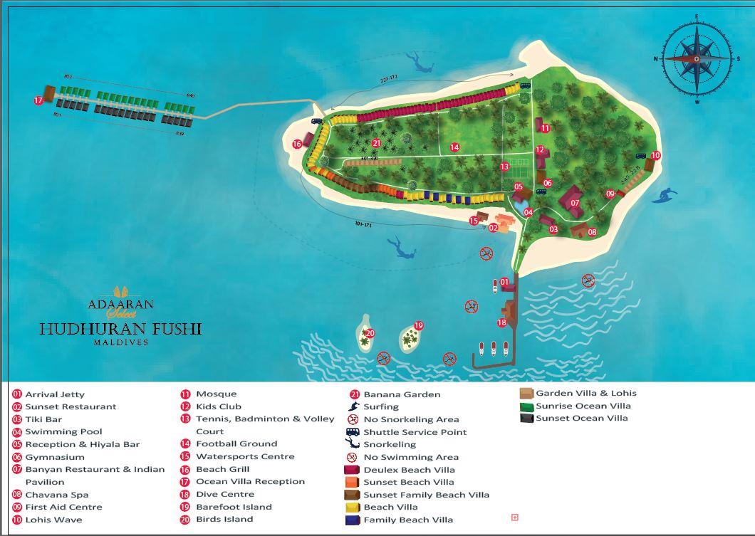 Map of Adaaran Select Hudhuranfushi & Adaaran Prestige Vadoo