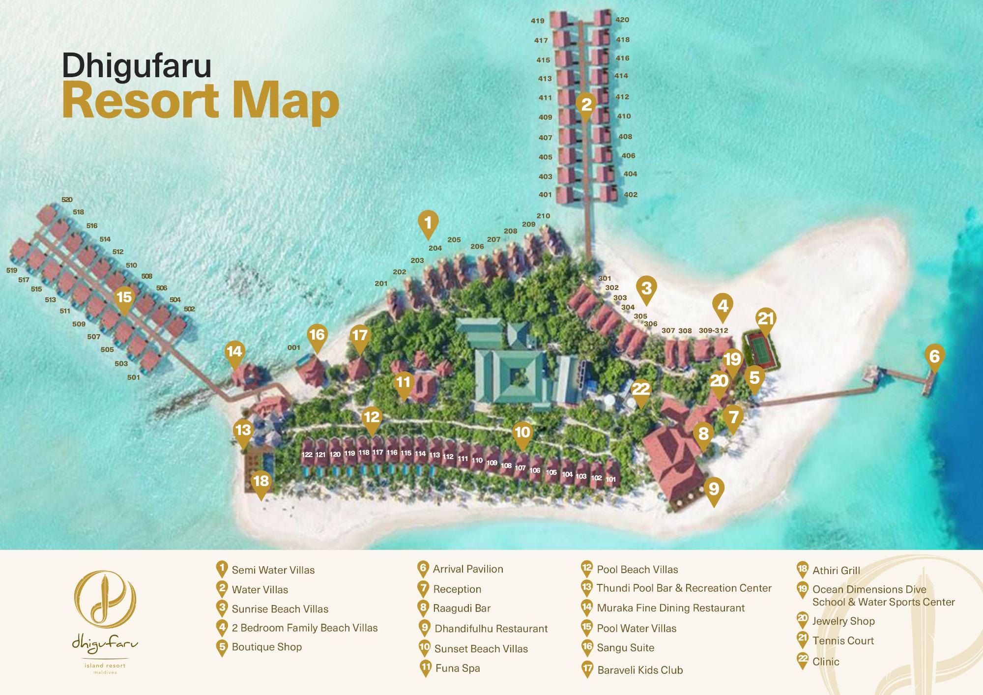 Map of Dhigufaru Island Resort