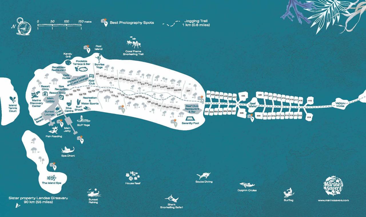 Map of Four Seasons Resort Maldives at Kuda Huraa