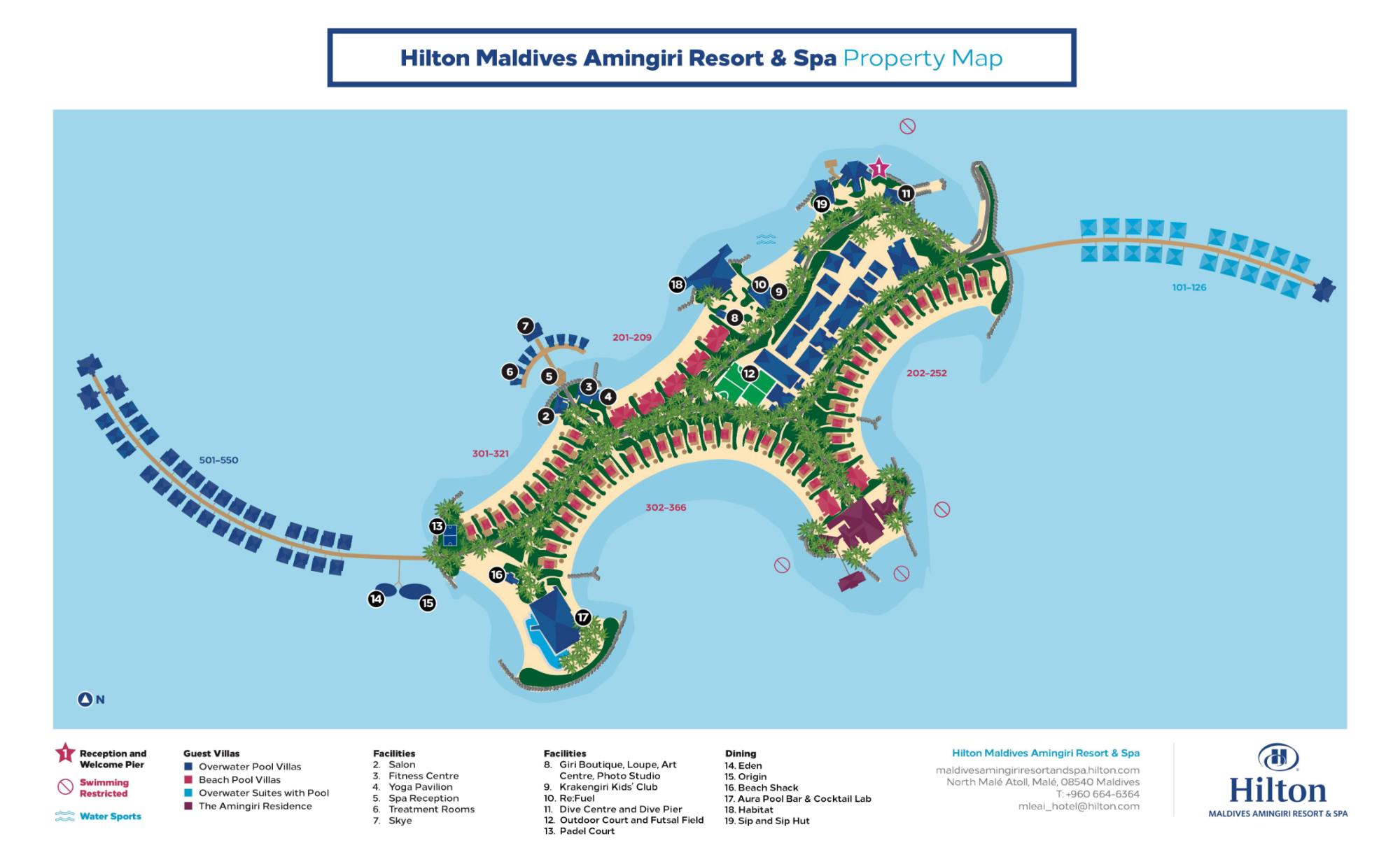 Map of Hilton Maldives Amingiri Resort & Spa
