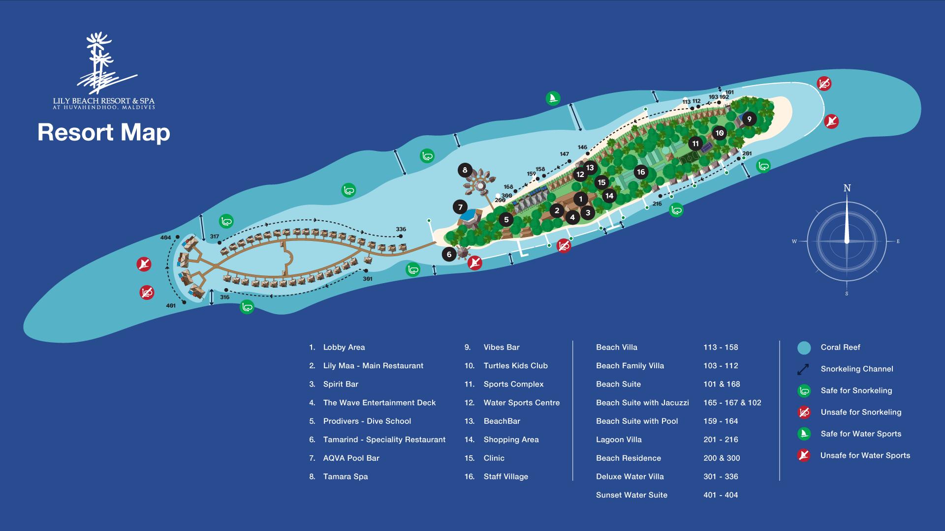Map of Lily Beach Resort & Spa