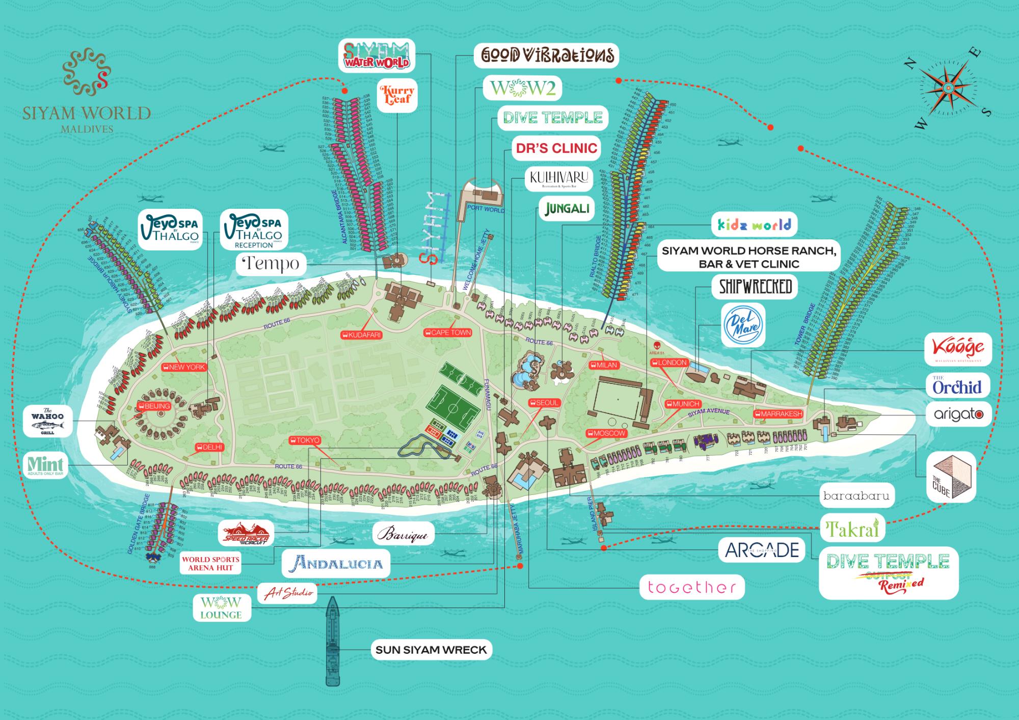 Map of Siyam World Maldives